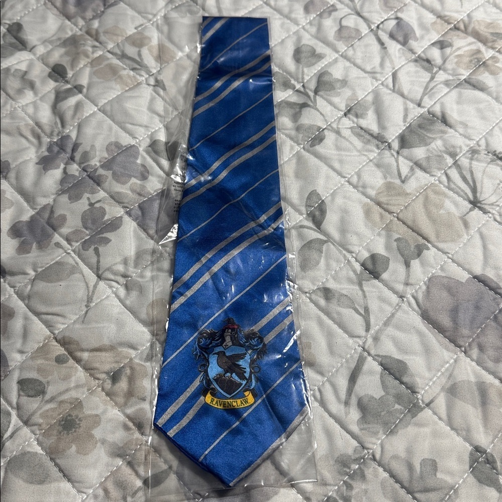 Ravenclaw Blue and Silver Tie with Crest